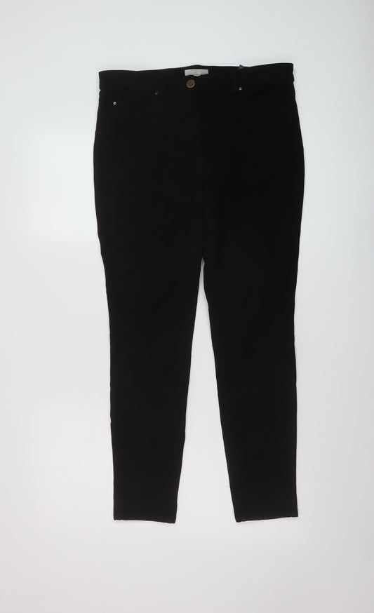 H&M Womens Black Cotton Skinny Jeans Size 12 L28 in Regular Button
