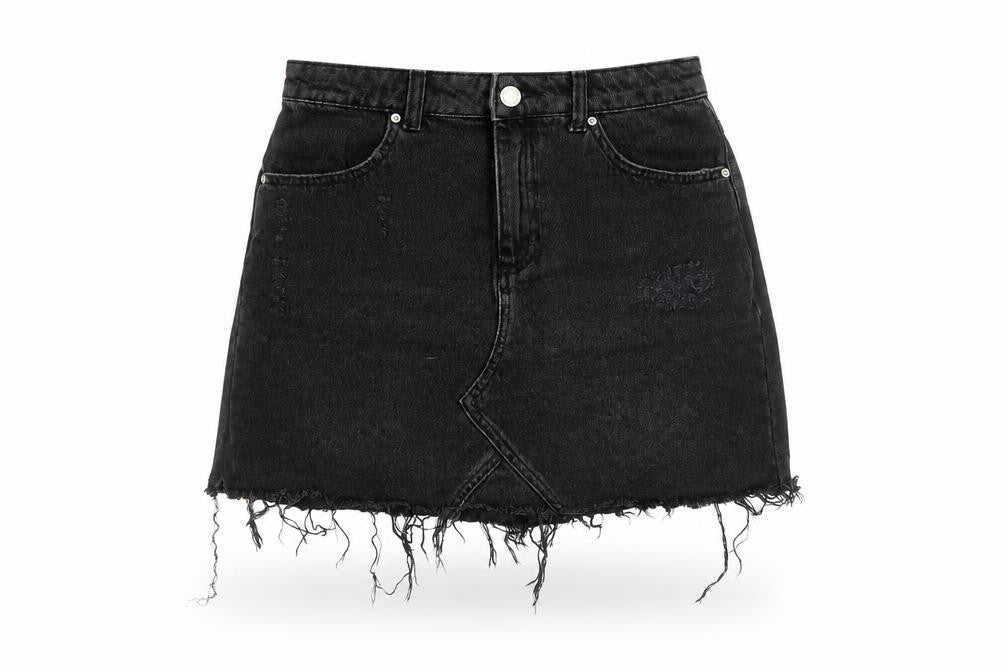 Miss Selfridge Womens Black Cotton Mini Skirt Size 10 Button