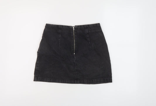 Topshop Womens Grey Cotton Mini Skirt Size 8 Zip