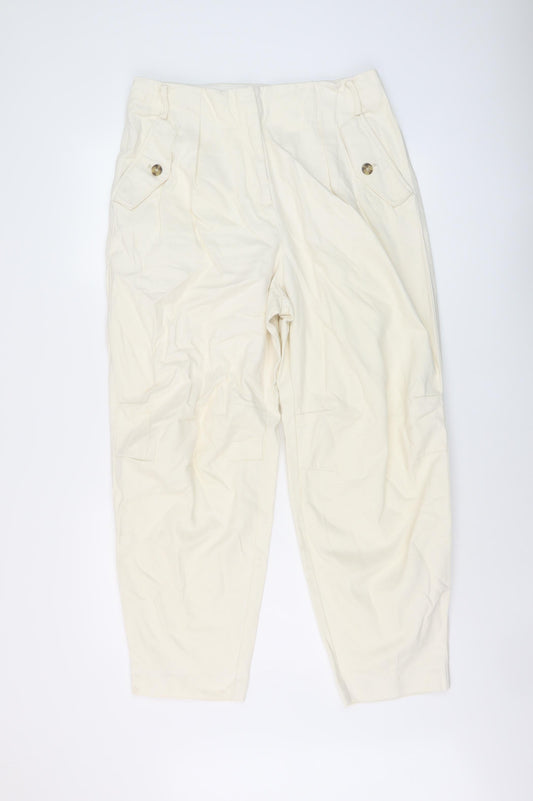 Mangpo Womens Ivory Cotton Mom Jeans Size 14 L26 in Regular Button
