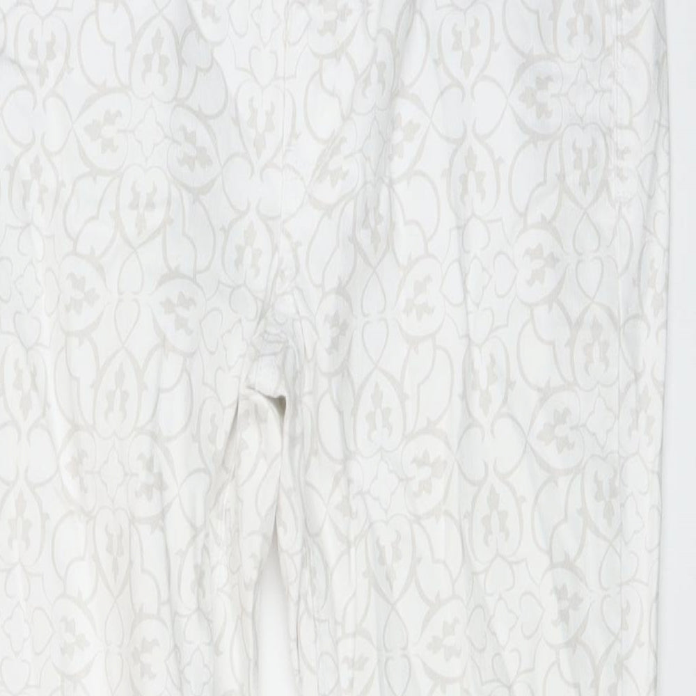 White House Black Market Womens White Geometric Cotton Straight Jeans Size 6 L26 in Regular Button