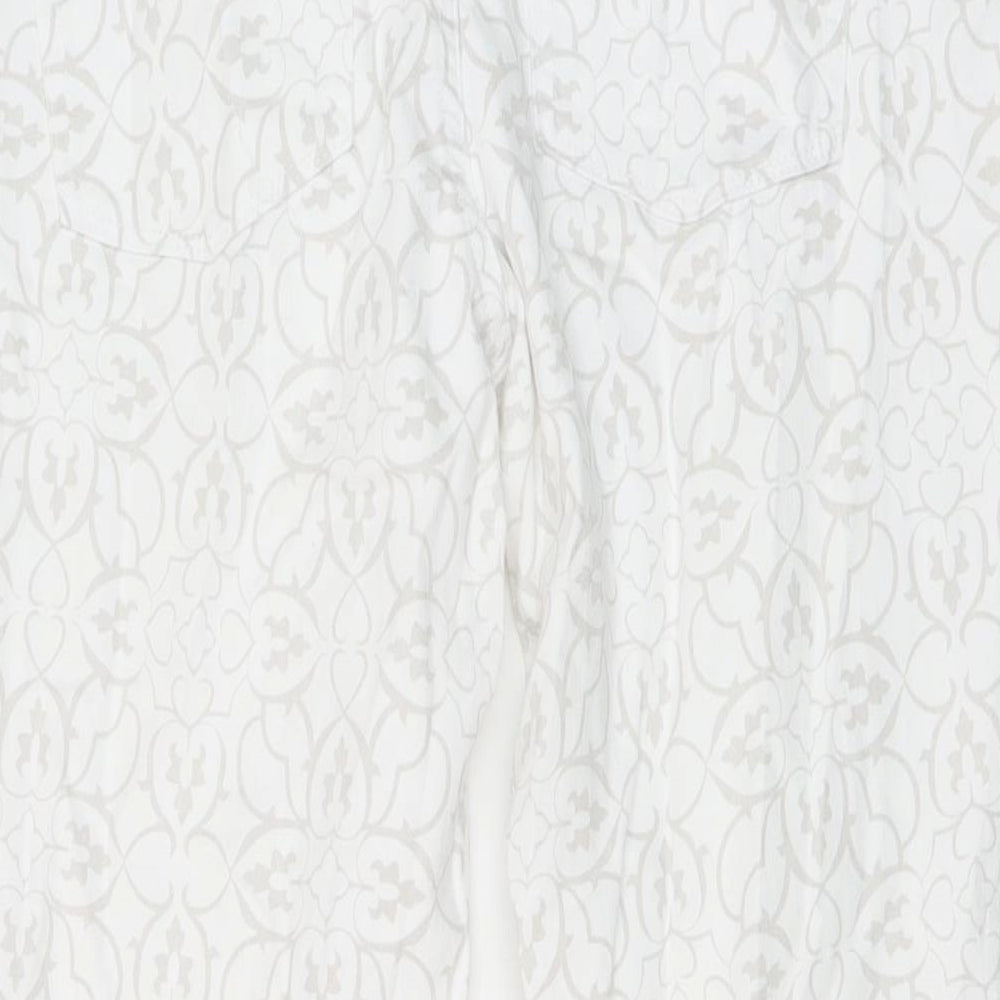 White House Black Market Womens White Geometric Cotton Straight Jeans Size 6 L26 in Regular Button