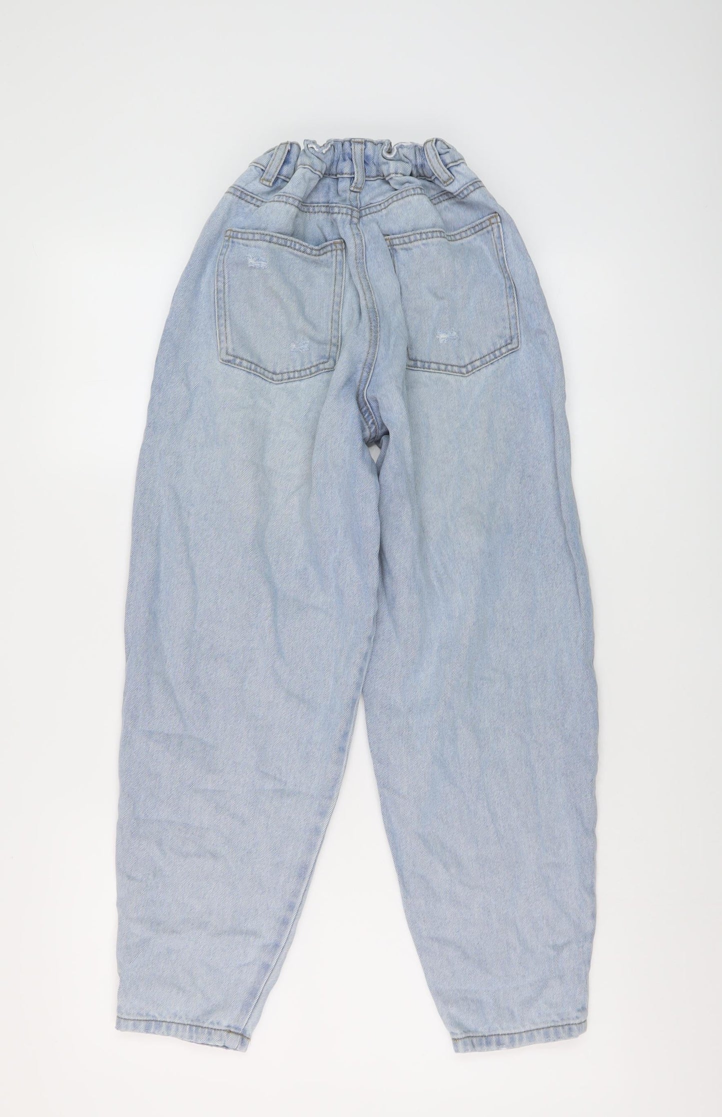 Denim & Co. Girls Blue Cotton Straight Jeans Size 13-14 Years Regular Button