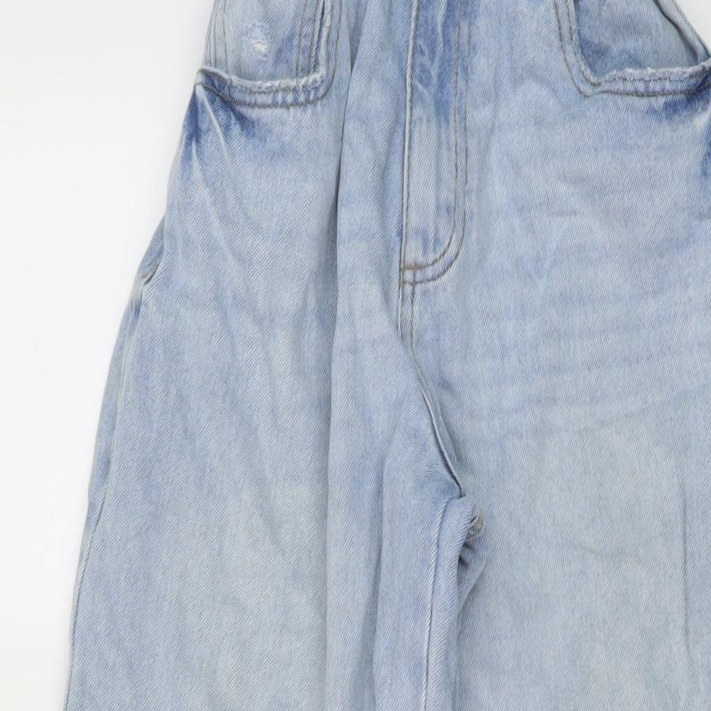 Denim & Co. Girls Blue Cotton Straight Jeans Size 13-14 Years Regular Button