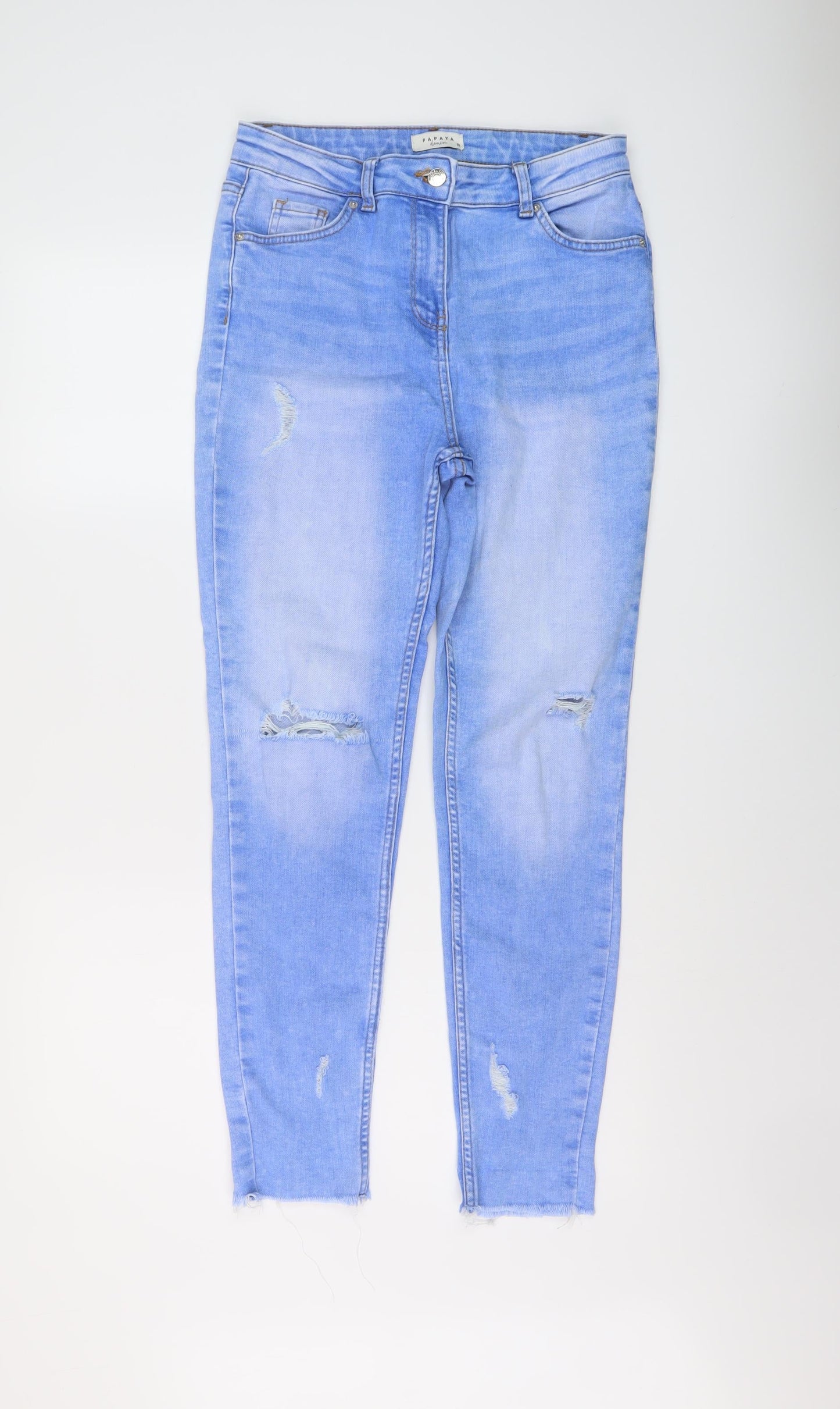 Papaya Womens Blue Cotton Skinny Jeans Size 10 L28 in Regular Button