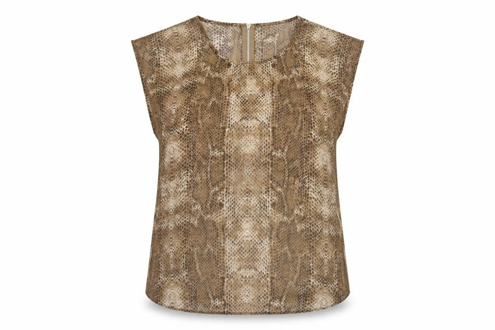 Wallis Womens Brown Animal Print Polyester Basic T-Shirt Size M Round Neck