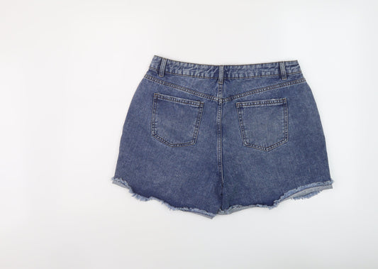 nUT,MEG Womens Blue Cotton Boyfriend Shorts Size 12 L4 in Regular Button