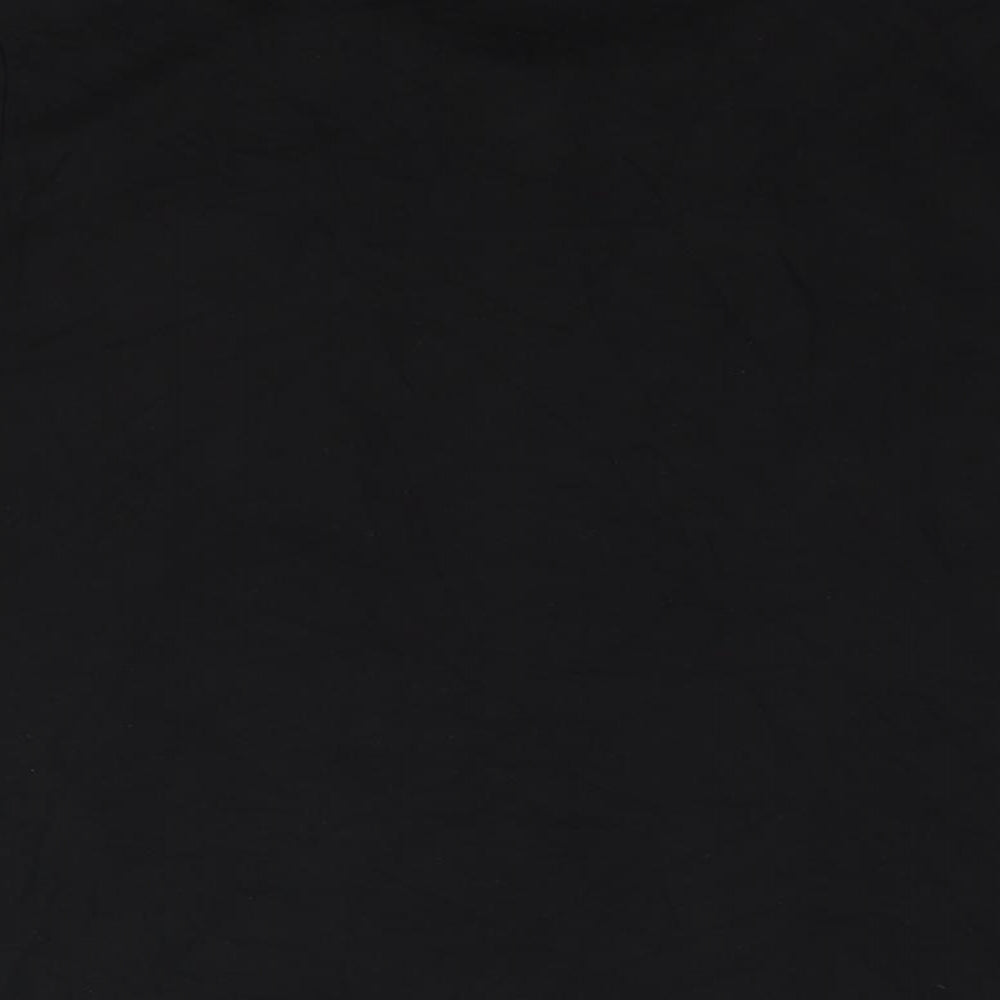 Oasis Womens Black Viscose Basic Blouse Size L Round Neck - Fringe Neckline Detail