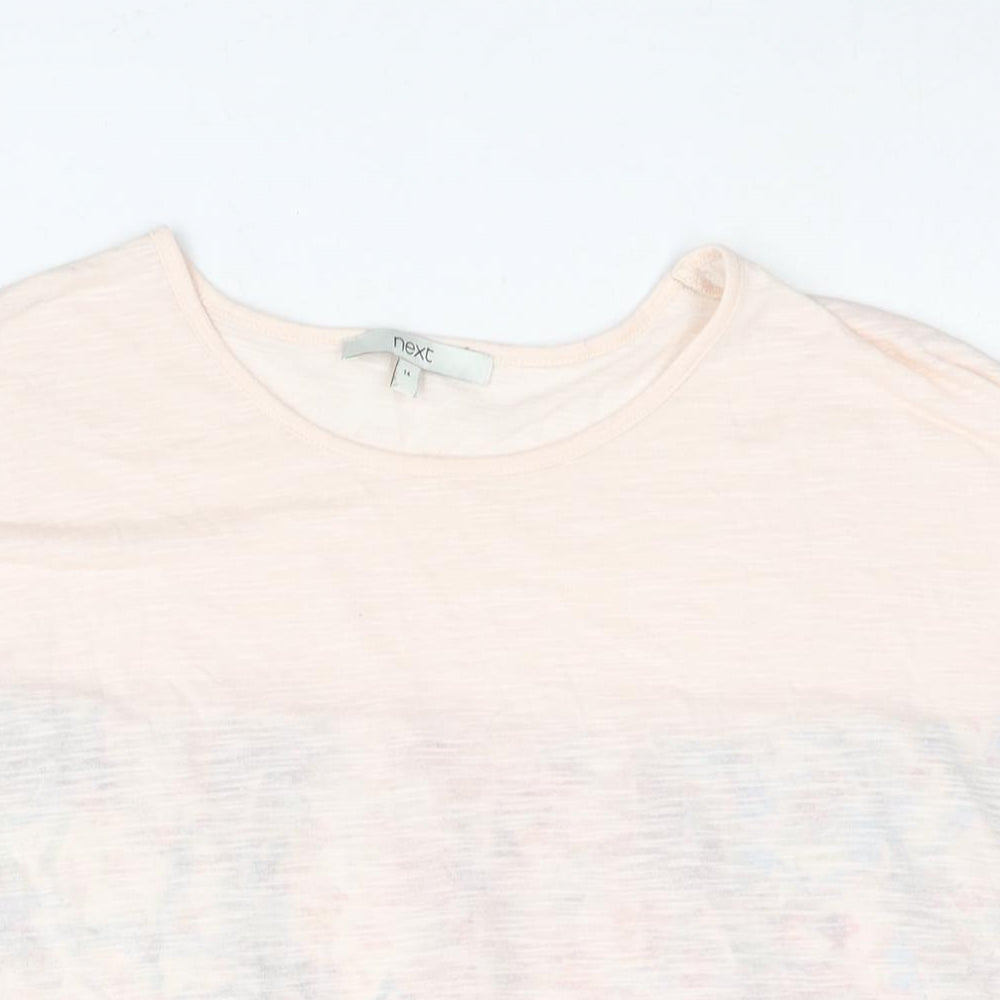 NEXT Womens Pink Polyester Basic Blouse Size 14 Round Neck - Floral Back Print