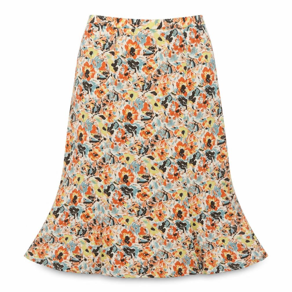 Cotswold Collections Womens Multicoloured Floral Polyester Trumpet Skirt Size 12 Zip