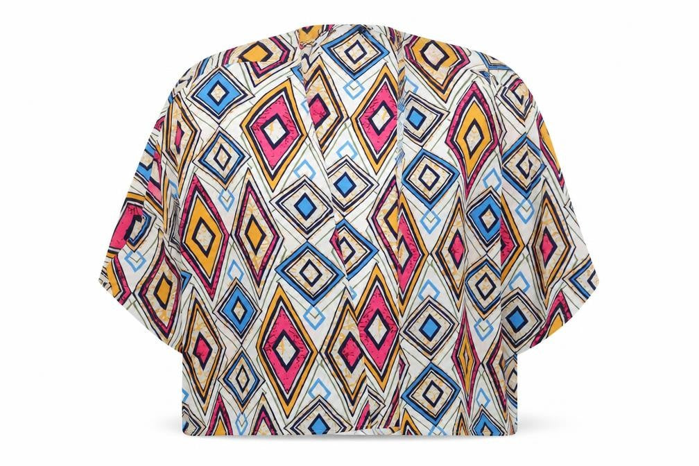 NEXT Womens Multicoloured Geometric Polyester Kimono Blouse Size 12 V-Neck