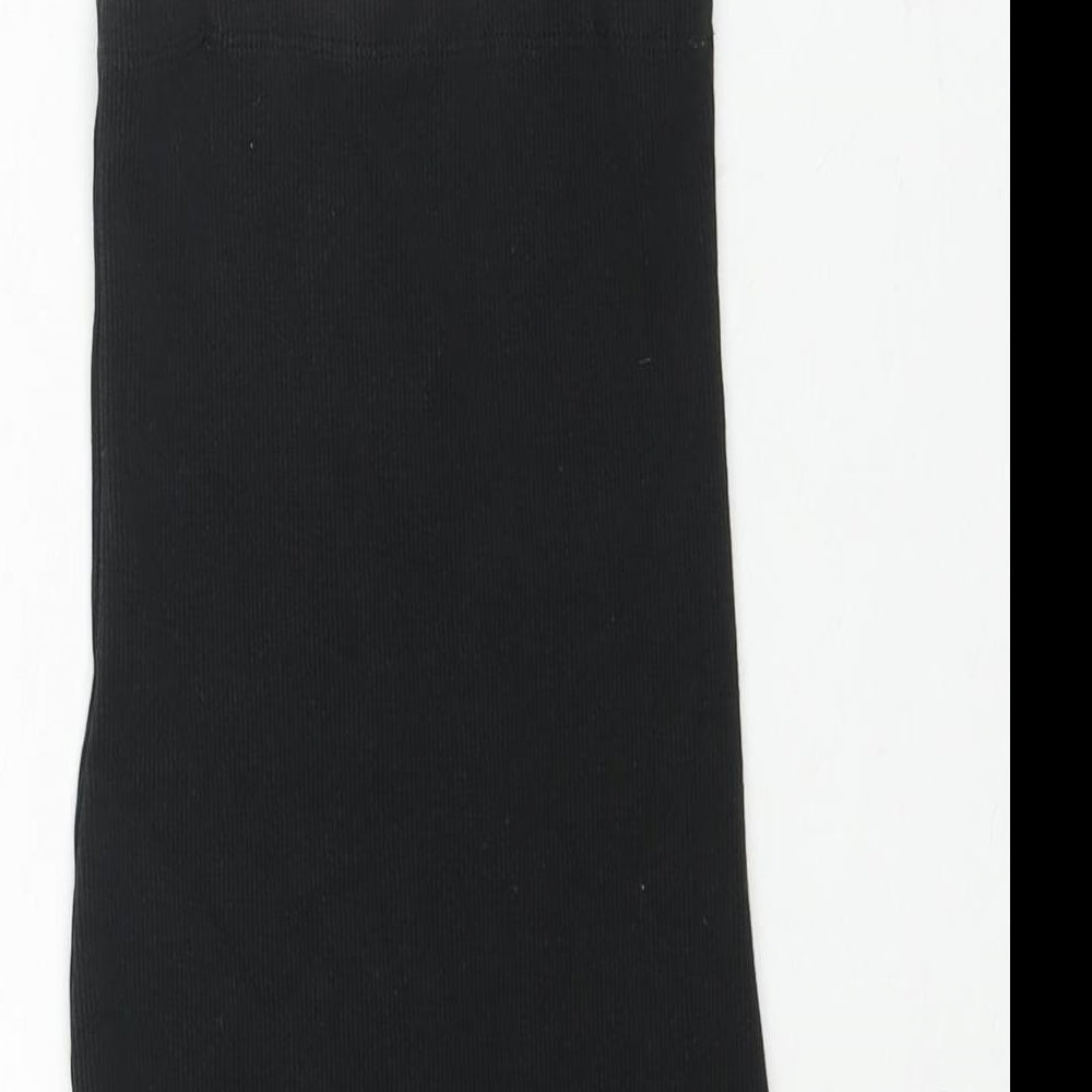 Zara Womens Black Cotton Mini Size S Square Neck Pullover - Ribbed