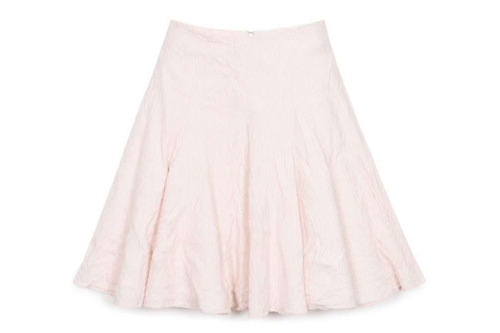 Cotton Traders Womens Pink Striped Cotton Flare Skirt Size 14 Zip