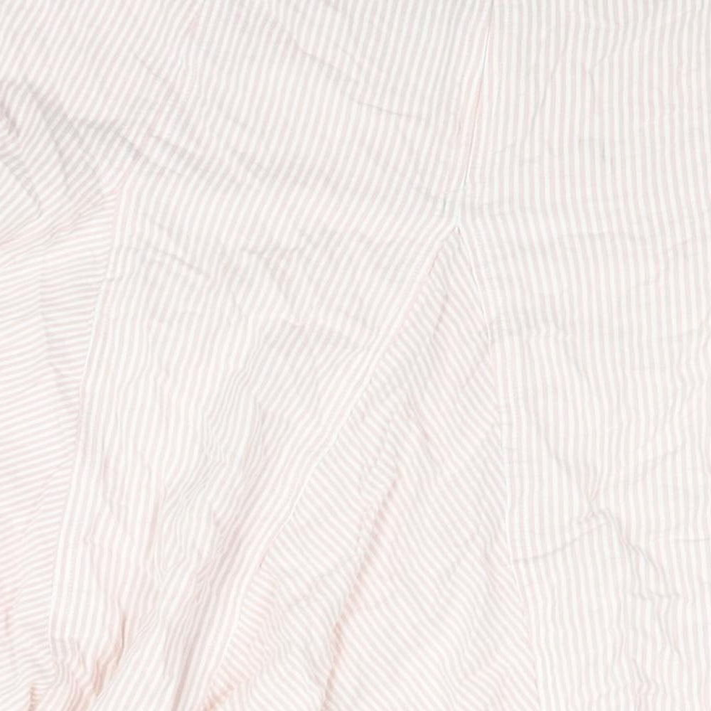 Cotton Traders Womens Pink Striped Cotton Flare Skirt Size 14 Zip