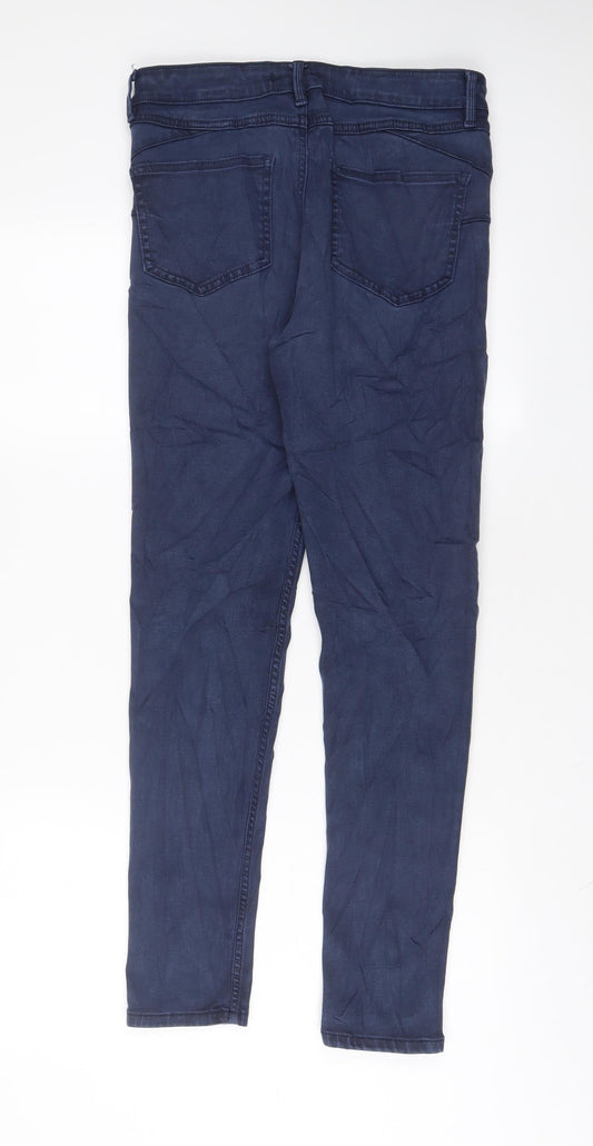 F&F Womens Blue Cotton Skinny Jeans Size 10 L29 in Regular Zip