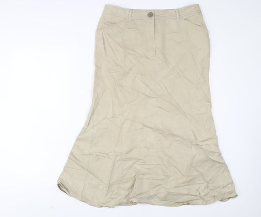 zaffiri Womens Beige Cotton A-Line Skirt Size 14 Zip