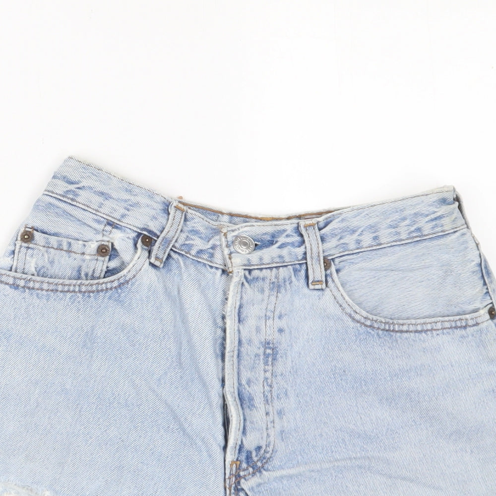 Levi's Womens Blue Cotton Basic Shorts Size 24 in Regular Zip - Distressed