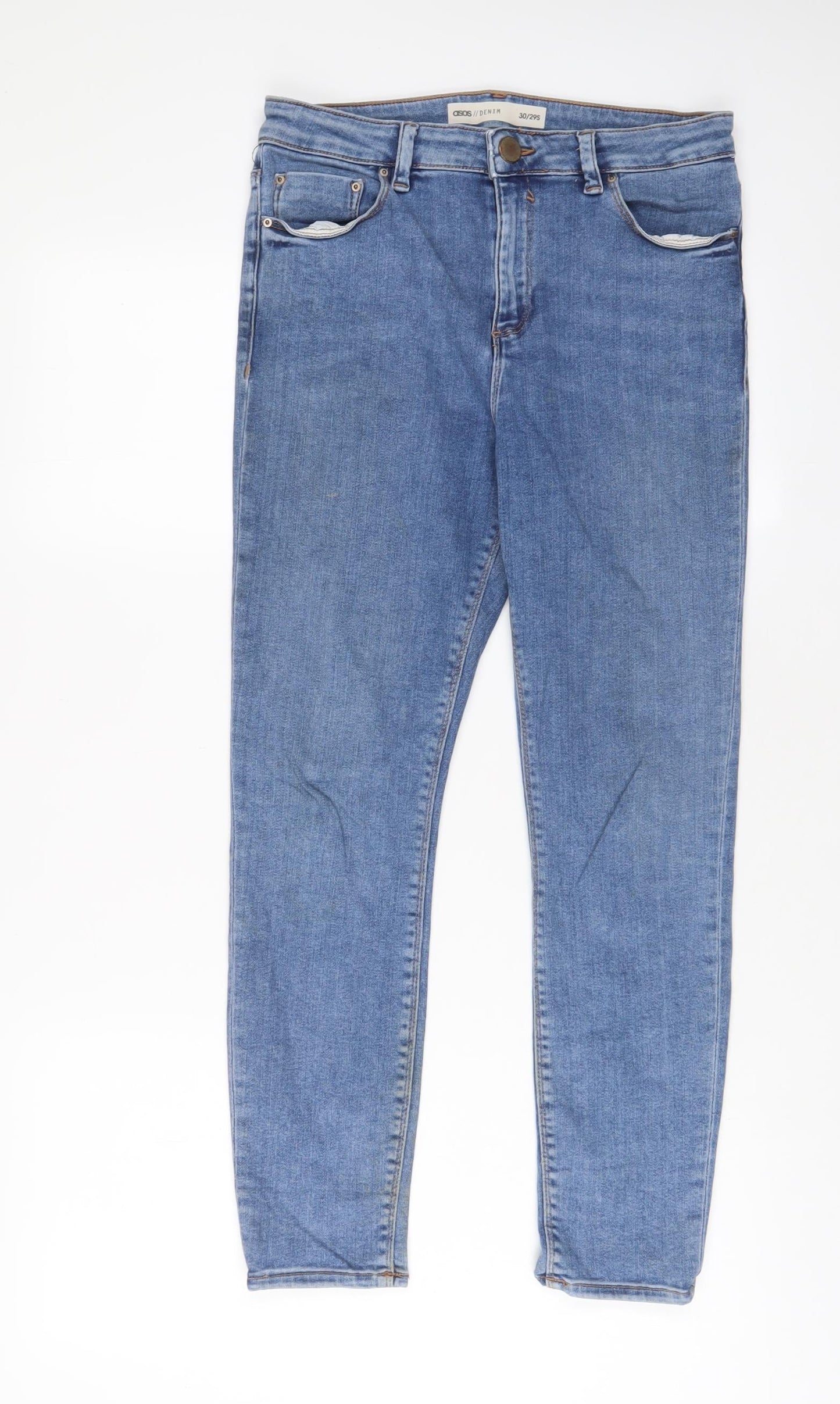 ASOS Womens Blue Cotton Capri Jeans Size 30 in L29 in Regular Zip