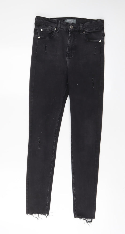 Denim & Co. Womens Grey Cotton Skinny Jeans Size 10 L28 in Regular Zip