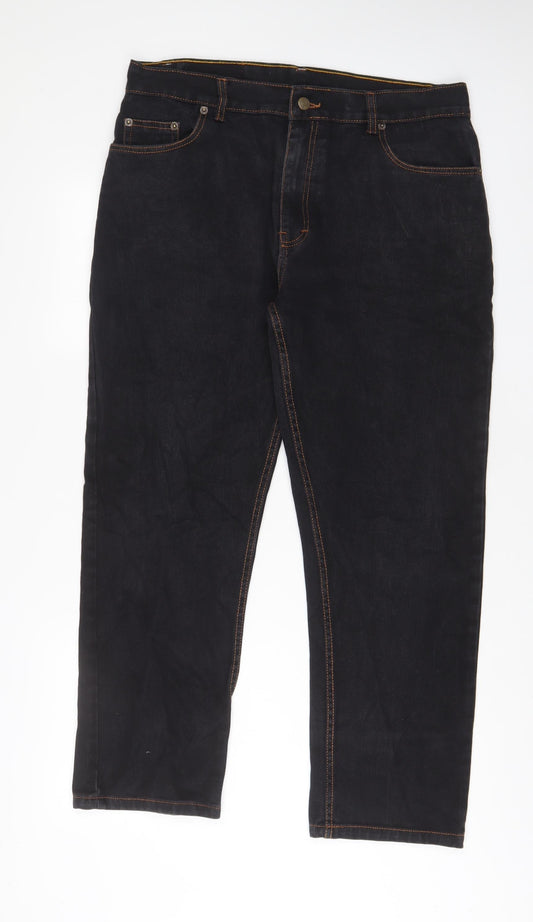 STEALTH Womens Black Cotton Straight Jeans Size 36 in L29 in Regular Zip - Short Leg