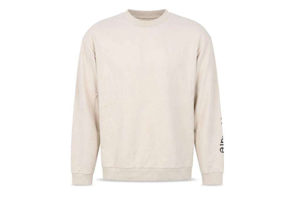 Front view of ASOS men’s beige cotton pullover sweatshirt, size L