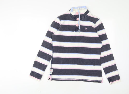 Crew Clothing Womens Multicoloured Striped Cotton Pullover Sweatshirt Size 8 Button - Embroidered