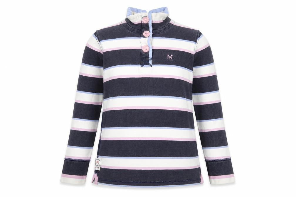 Crew Clothing Multicoloured Striped Cotton Pullover Sweatshirt Size 8 Button - Embroidered