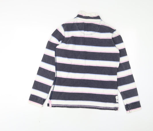 Crew Clothing Womens Multicoloured Striped Cotton Pullover Sweatshirt Size 8 Button - Embroidered