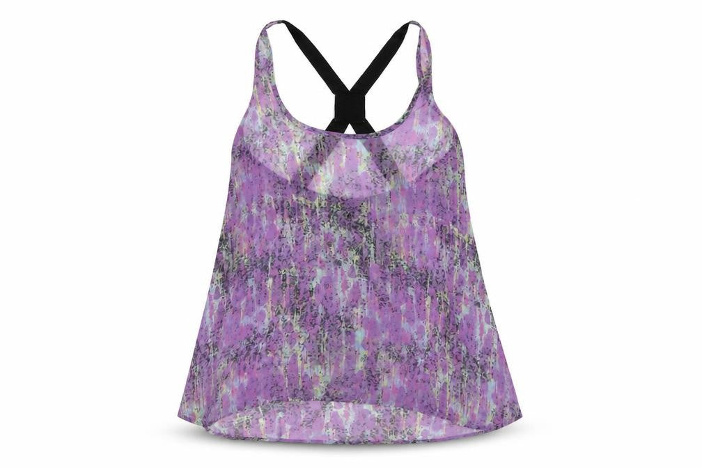 Topshop Womens Purple Geometric Polyester Basic Tank Size 10 Scoop Neck
