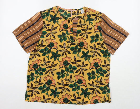 Scotch & Soda Womens Multicoloured Floral Polyester Basic T-Shirt Size S Round Neck