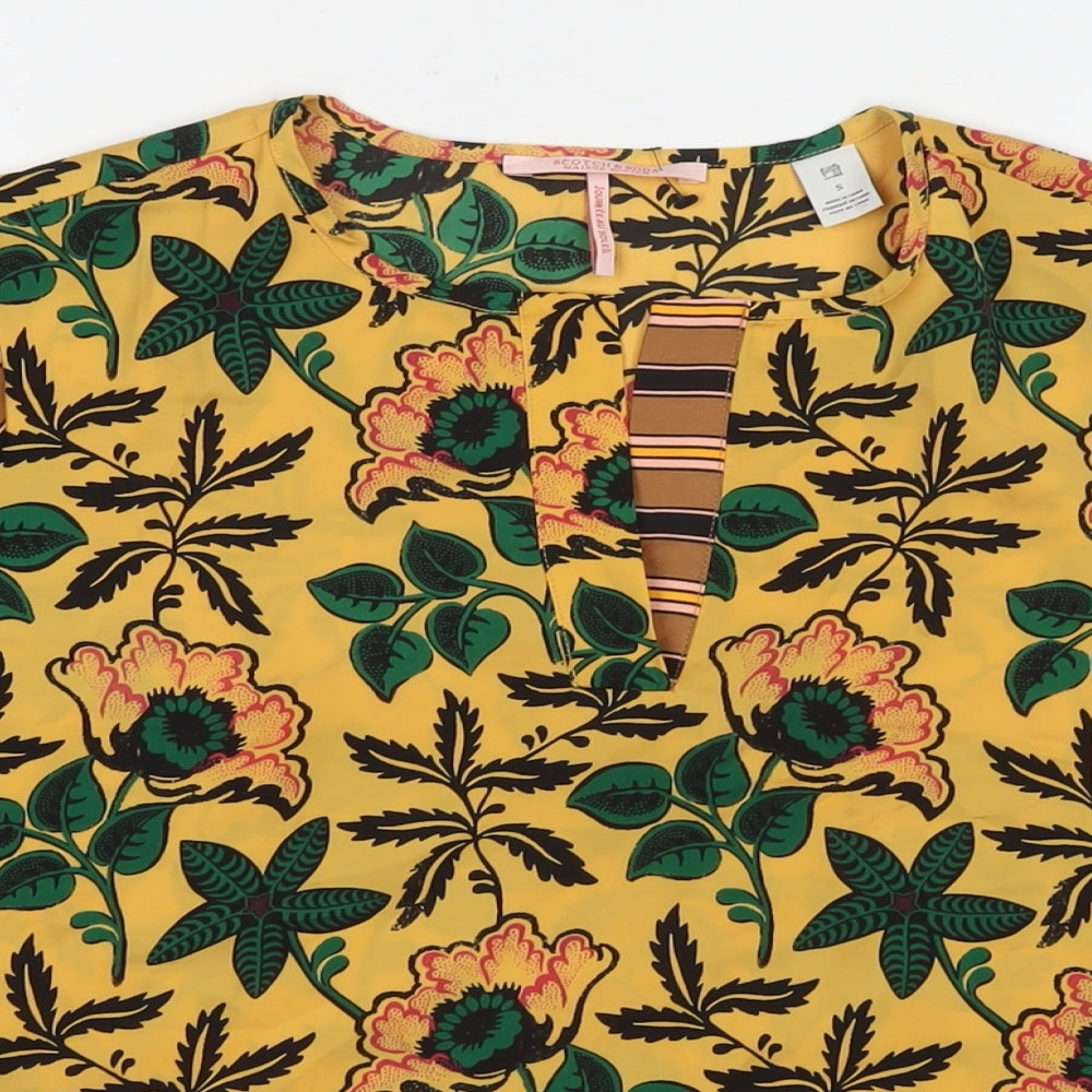 Scotch & Soda Womens Multicoloured Floral Polyester Basic T-Shirt Size S Round Neck