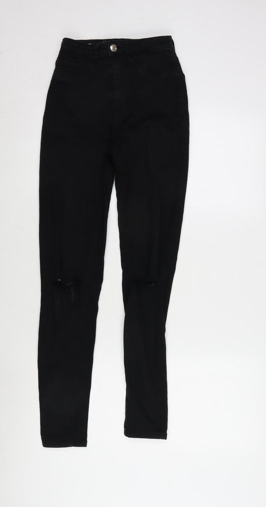 TALLY WEiJL Womens Black Cotton Blend Skinny Jeans Size 8 L29 in Regular Zip