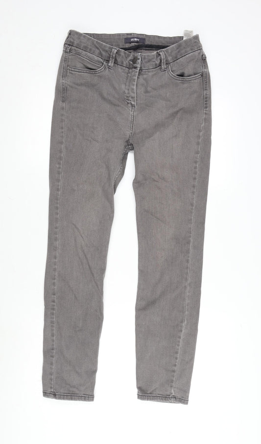 Marks and Spencer Womens Grey Cotton Blend Skinny Jeans Size 10 L28 in Regular Zip