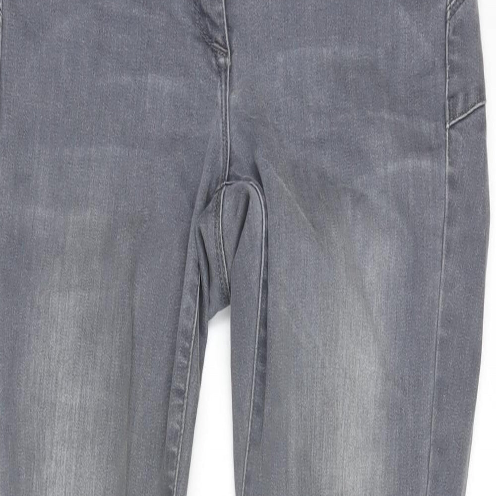 NEXT Womens Grey Cotton Blend Skinny Jeans Size 12 L31 in Regular Zip