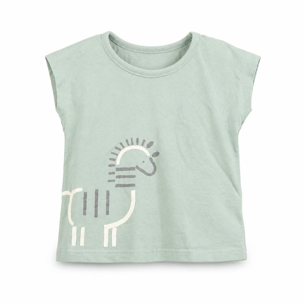 George Baby Green Cotton Basic T-Shirt Size 3-6 Months Crew Neck