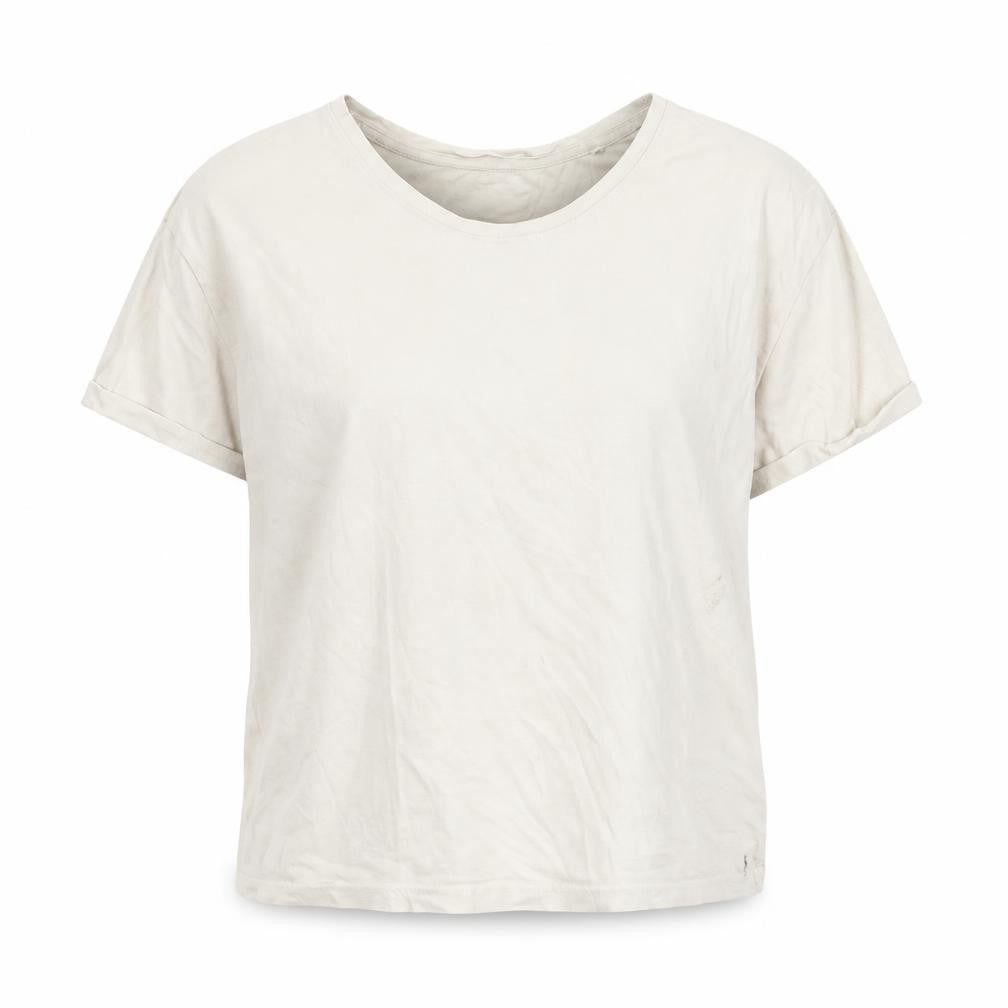 Marks and Spencer Womens Ivory Cotton Basic T-Shirt Size L Crew Neck