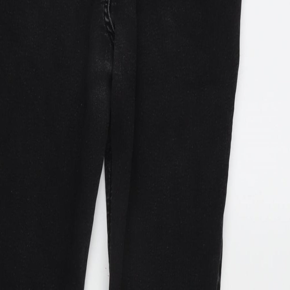 Marks and Spencer Womens Grey Cotton Blend Tapered Jeans Size 14 L27 in Regular Zip