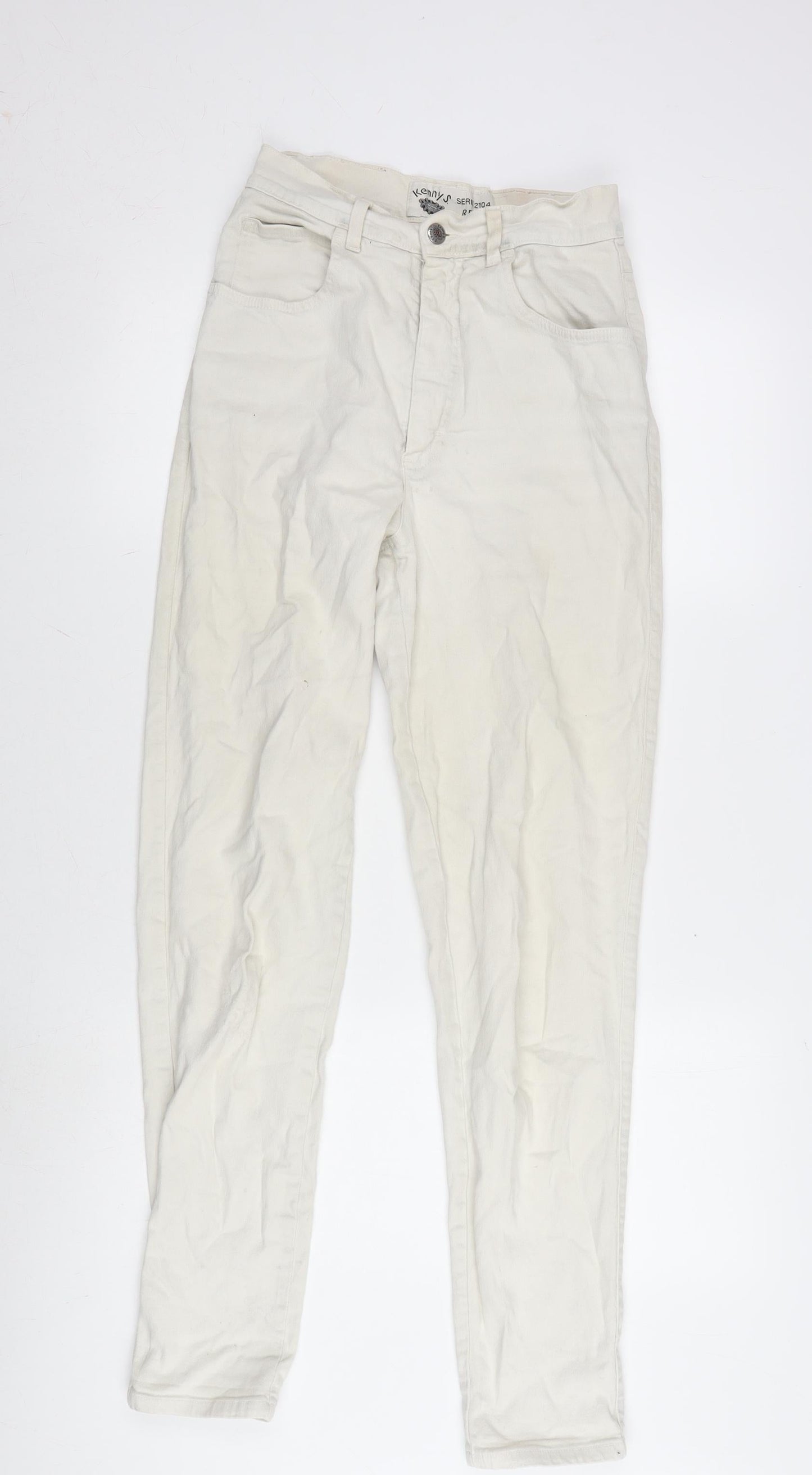 Kennys Womens Ivory Cotton Blend Tapered Jeans Size 25 in L31 in Regular Zip