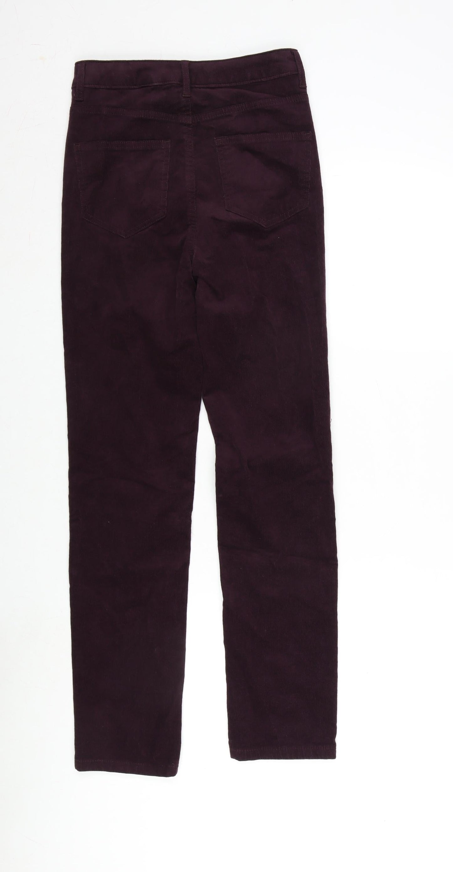 Marks and Spencer Womens Purple Cotton Trousers Size 8 L28 in Regular Zip
