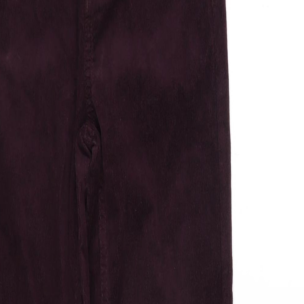 Marks and Spencer Womens Purple Cotton Trousers Size 8 L28 in Regular Zip