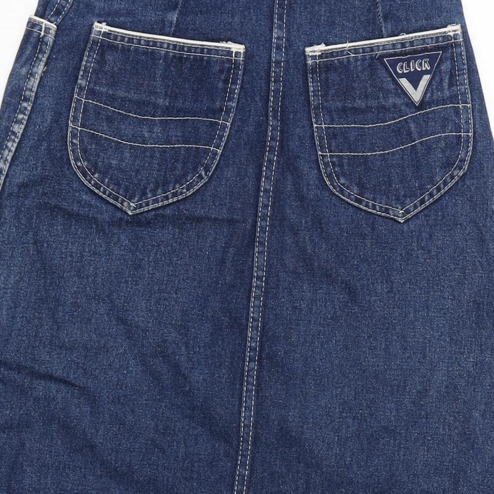 Click Womens Blue Cotton A-Line Skirt Size 24 in Zip