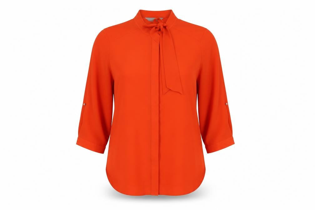 Dorothy Perkins Womens Red Polyester Basic Button-Up Size 14 Round Neck
