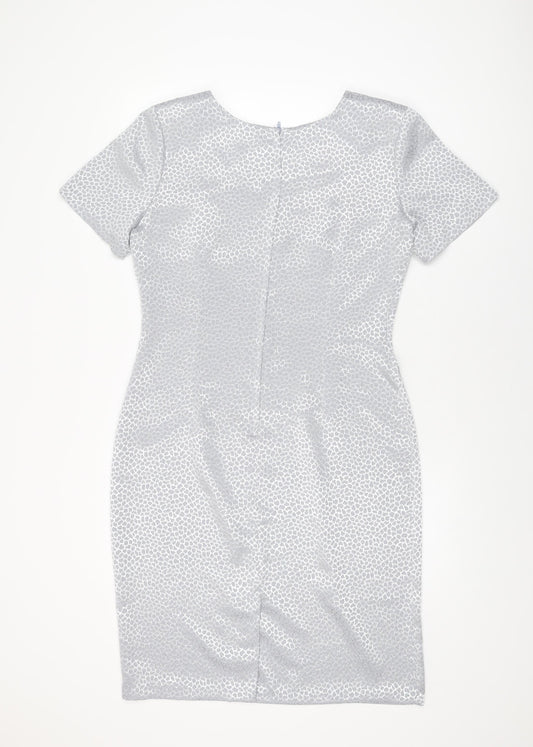 Satsuma Womens Grey Geometric Polyester Shift Size 14 Round Neck Zip