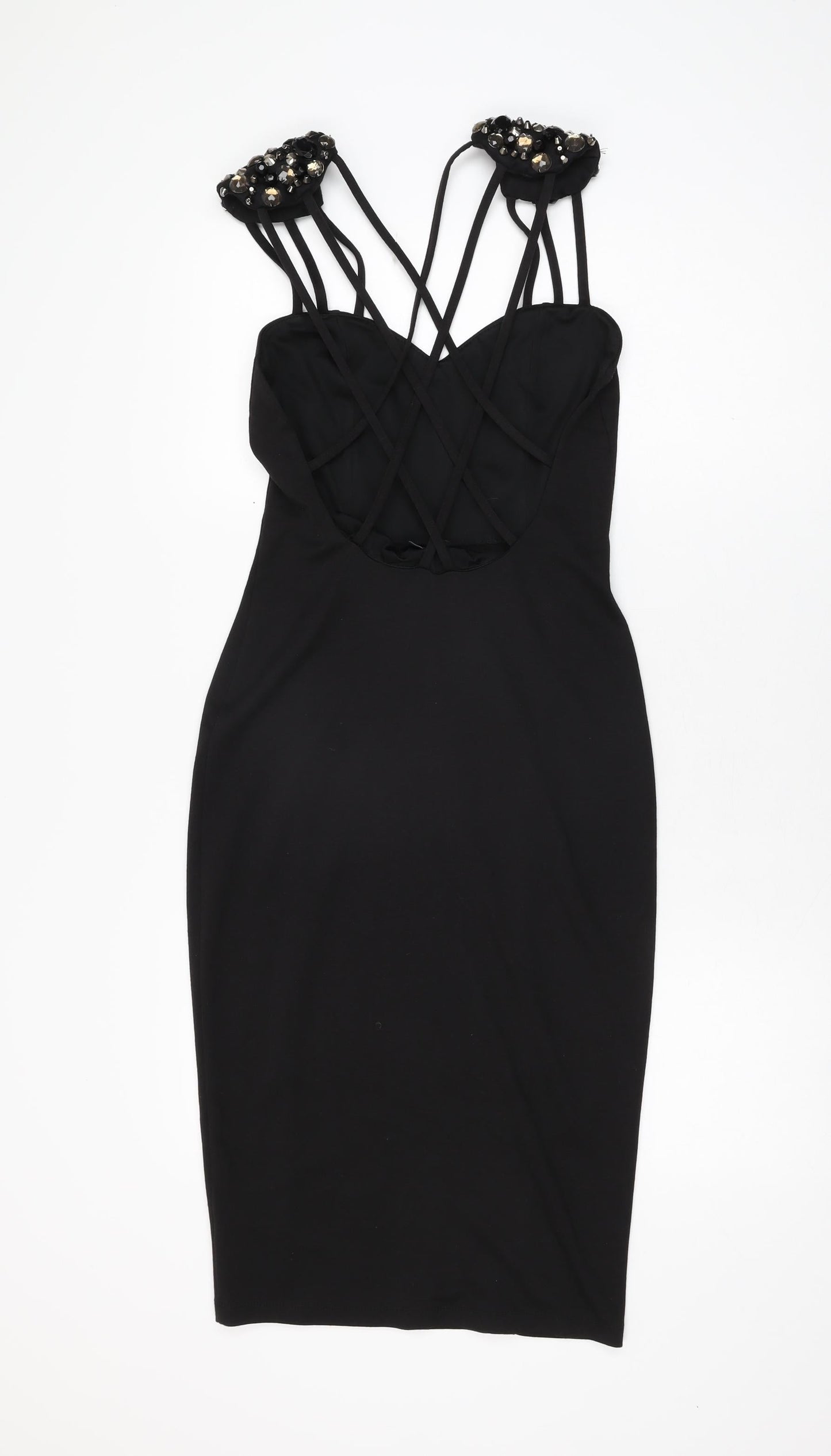 ASOS Womens Black Polyester Bodycon Size 6 Sweetheart Pullover