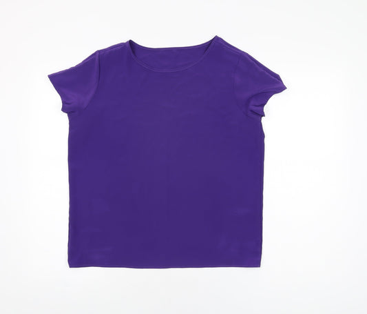 St Michael Womens Purple Polyester Basic T-Shirt Size 12 Round Neck
