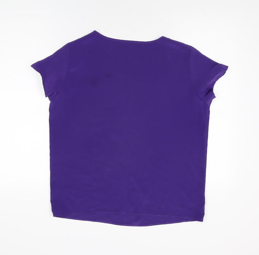 St Michael Womens Purple Polyester Basic T-Shirt Size 12 Round Neck