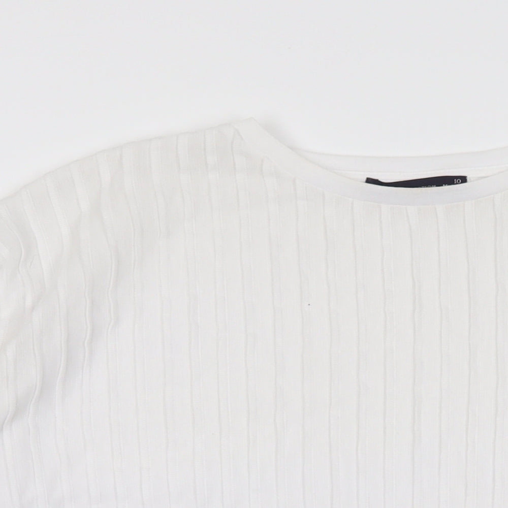 Marks and Spencer Womens White Polyester Basic T-Shirt Size 10 Round Neck