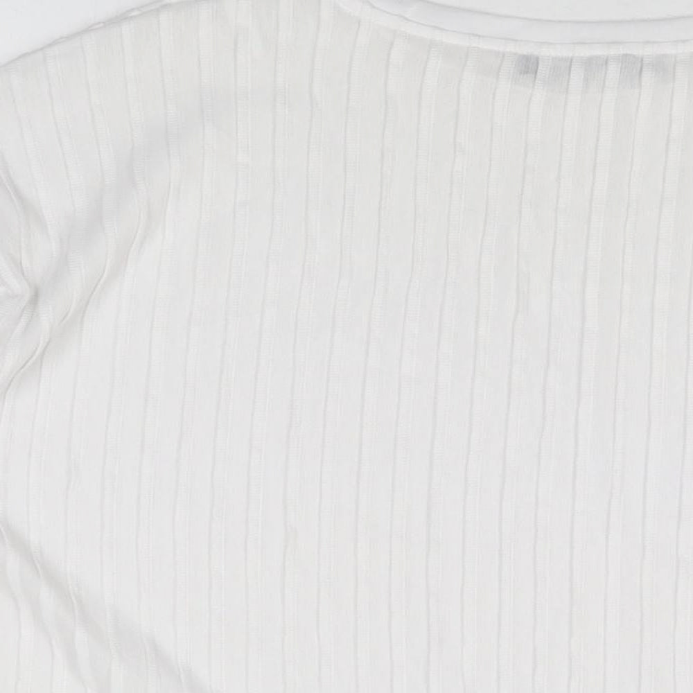 Marks and Spencer Womens White Polyester Basic T-Shirt Size 10 Round Neck