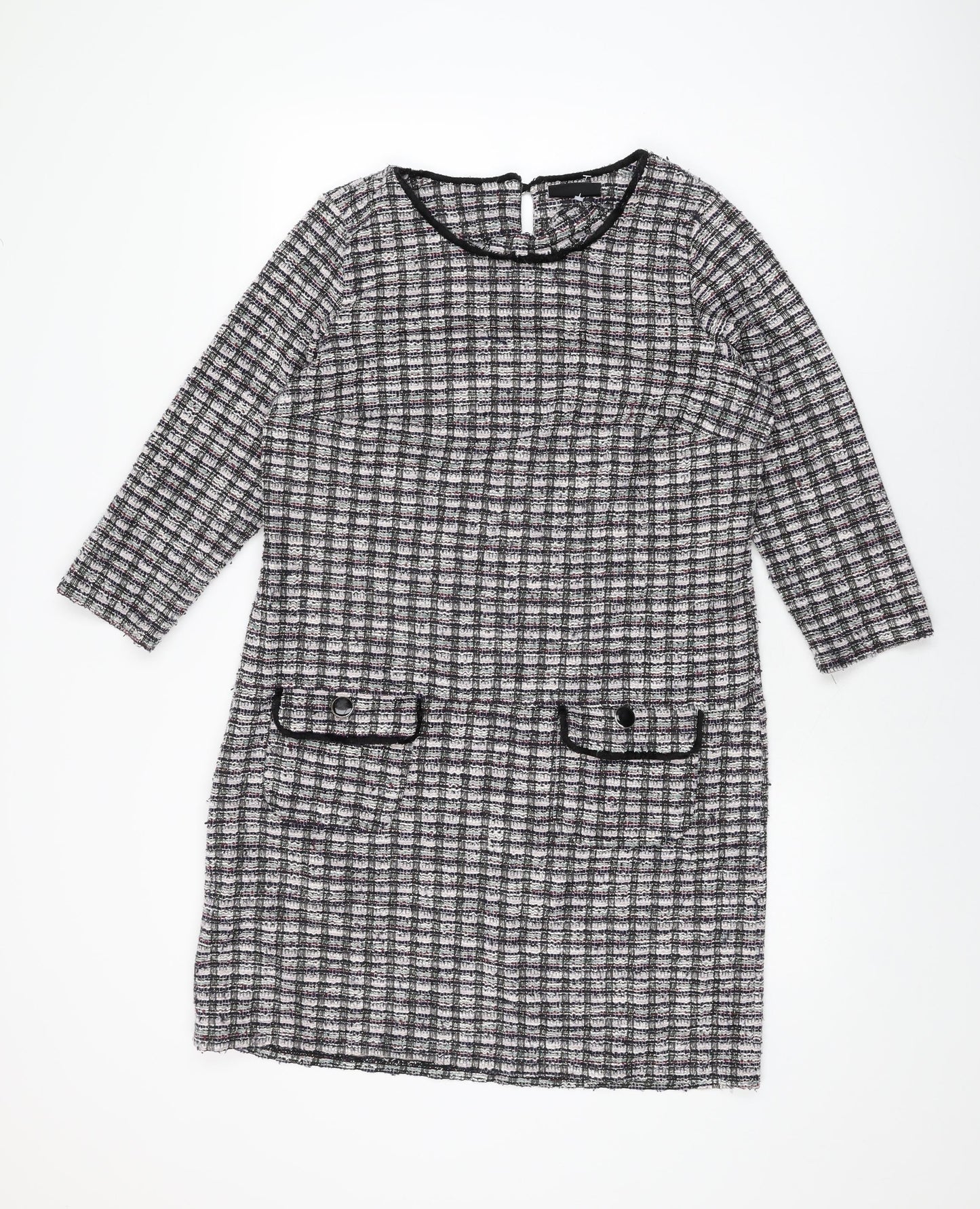 Wallis Womens Multicoloured Geometric Polyester Shift Size 12 Round Neck Button