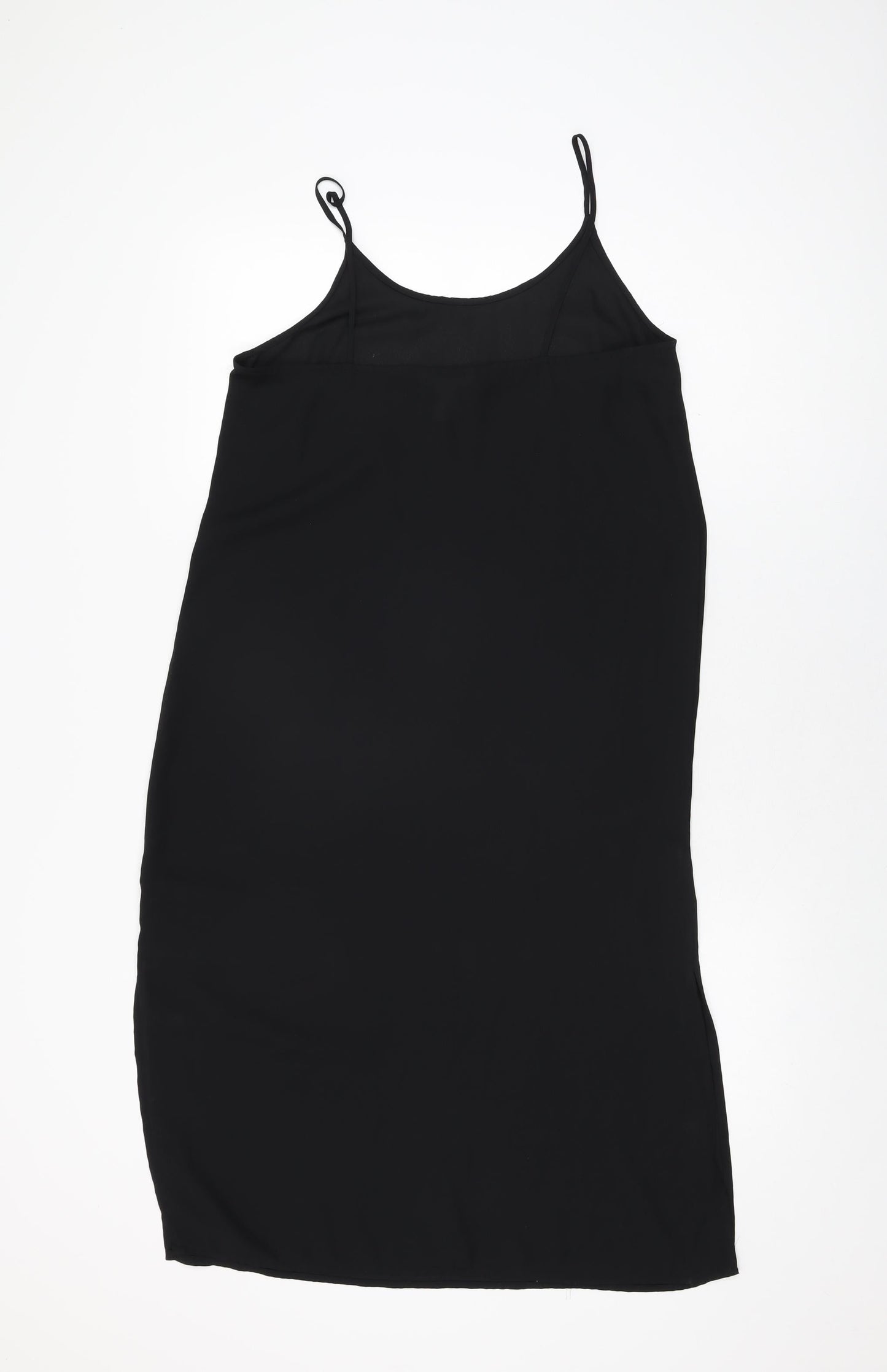 H&M Womens Black Polyester Slip Dress Size 10 Scoop Neck Pullover